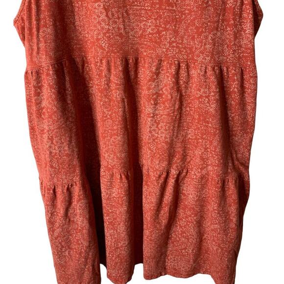 Frye Faded Bandana Red Tiered Cotton Jersey Knit Dress w/ Pockets Plus Size XXL - Picture 9 of 12